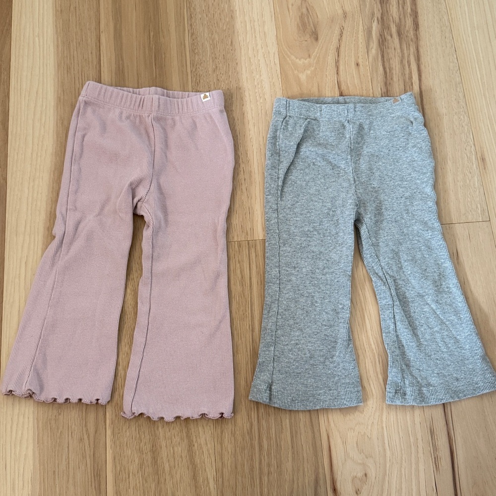 Pink and Gray Flared Toddler Pants